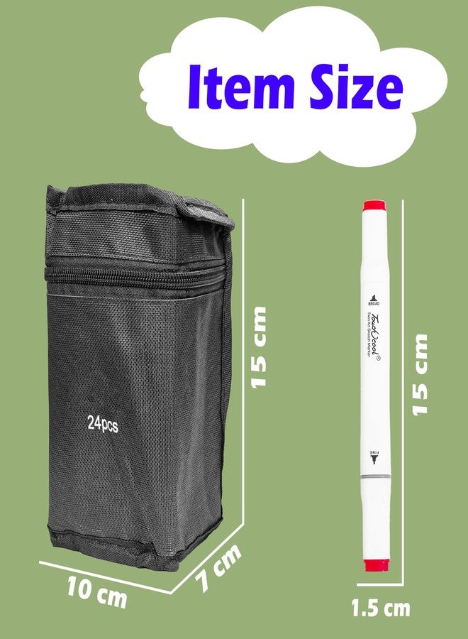 في جراسب قلم رسم VGRASSP ذو رأسين (قلم تحديد) مع حقيبة حمل للأطفال والكبار - مجموعة ألعاب مثالية للتلوين والرسم والتخطيط وصنع البطاقات والتوضيح (حقيبة تحتوي على 24 قطعة) - Image 3